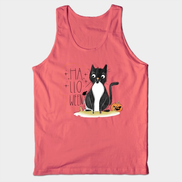 Happy Halloween Kitty Tank Top by machmigo